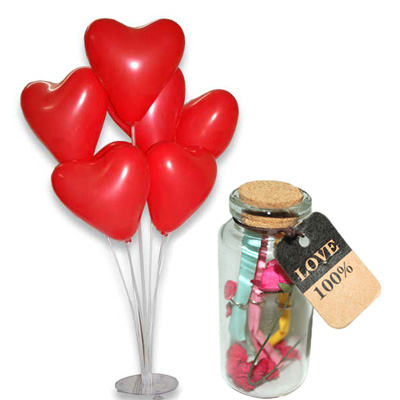 "Valentine Message Bottle -1303-code011, with Balloons - Click here to View more details about this Product